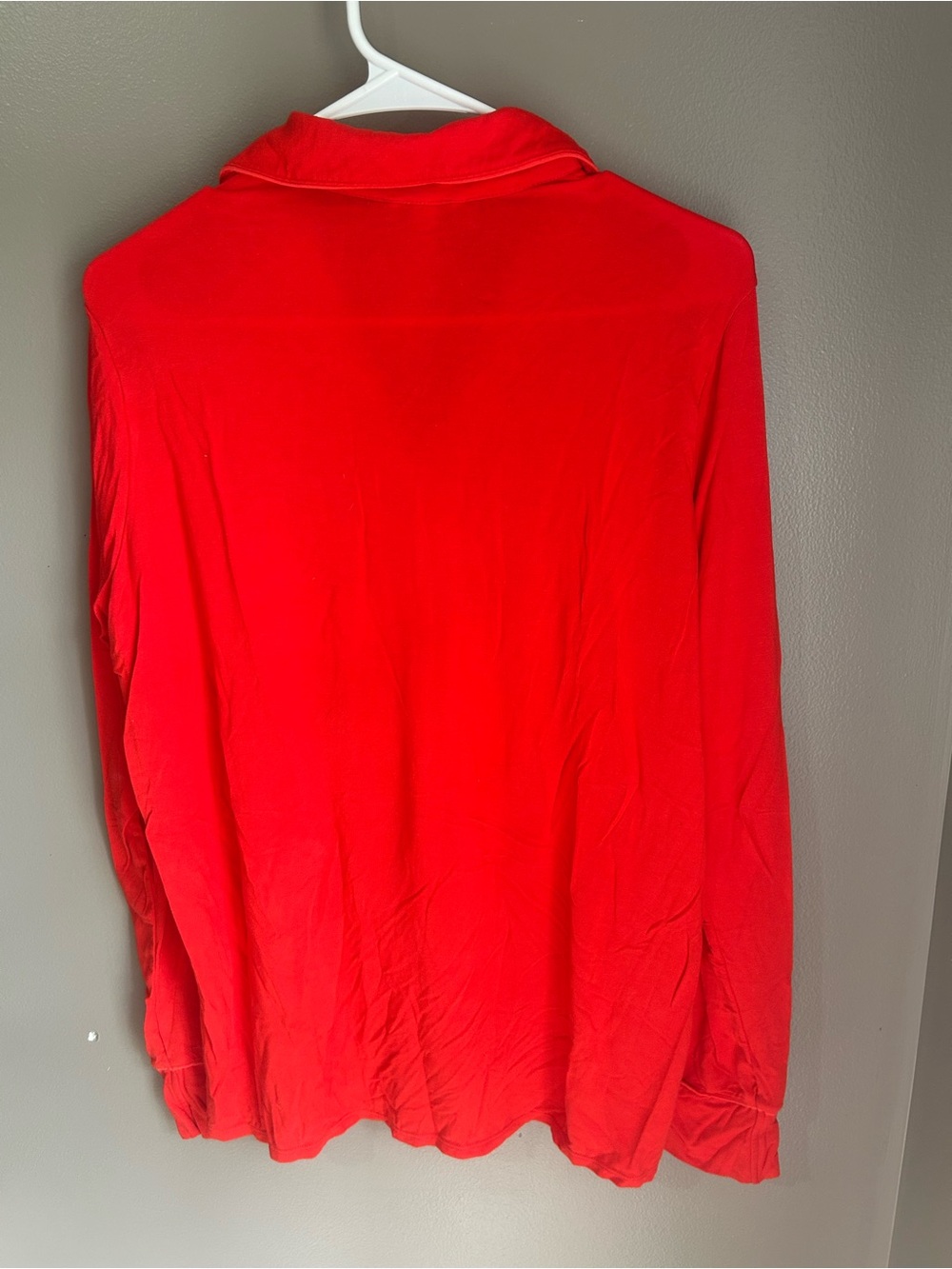 Skims Long Sleeve Button Up Sleep Lounge Shirt - Ruby Red - Picture 10 of 10